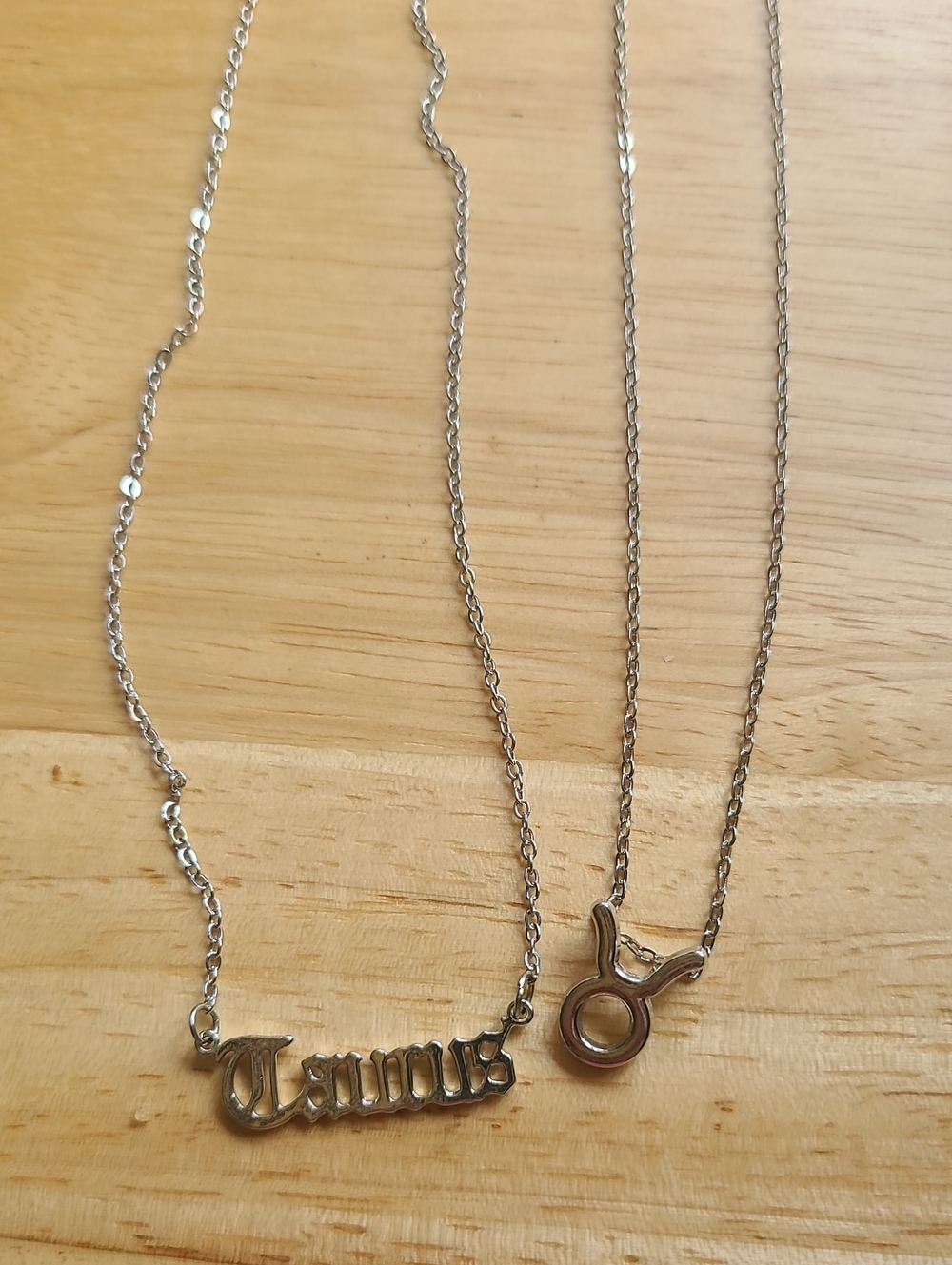 Taurus Zodiac Necklace Duo in Silver Tone